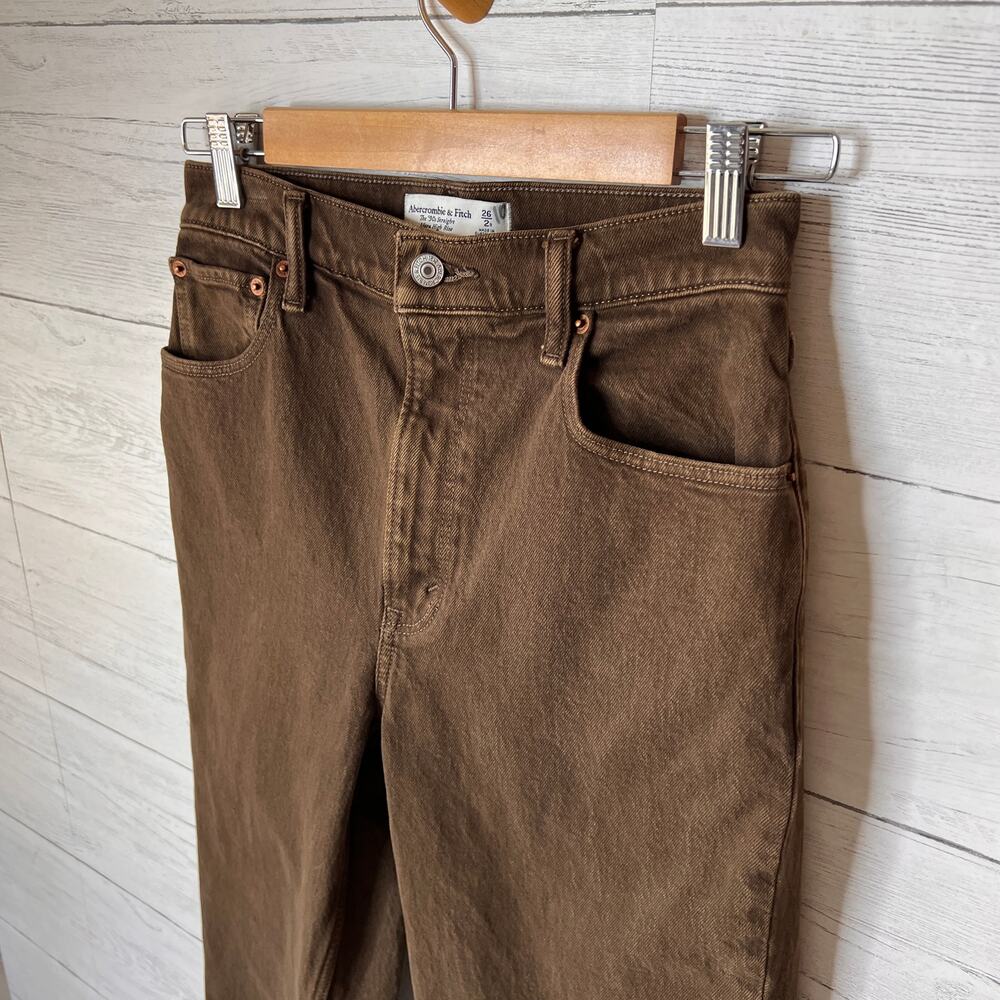 Abercrombie & Fitch Jeans Womens SZ 26/2R Brown The 90s Straight Ultra Rise - Picture 9 of 12